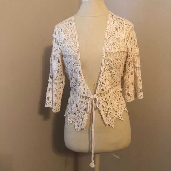 Forgotten Grace Tops - Forgotten Grace Crochet Boho Kimono Tie Cardigan